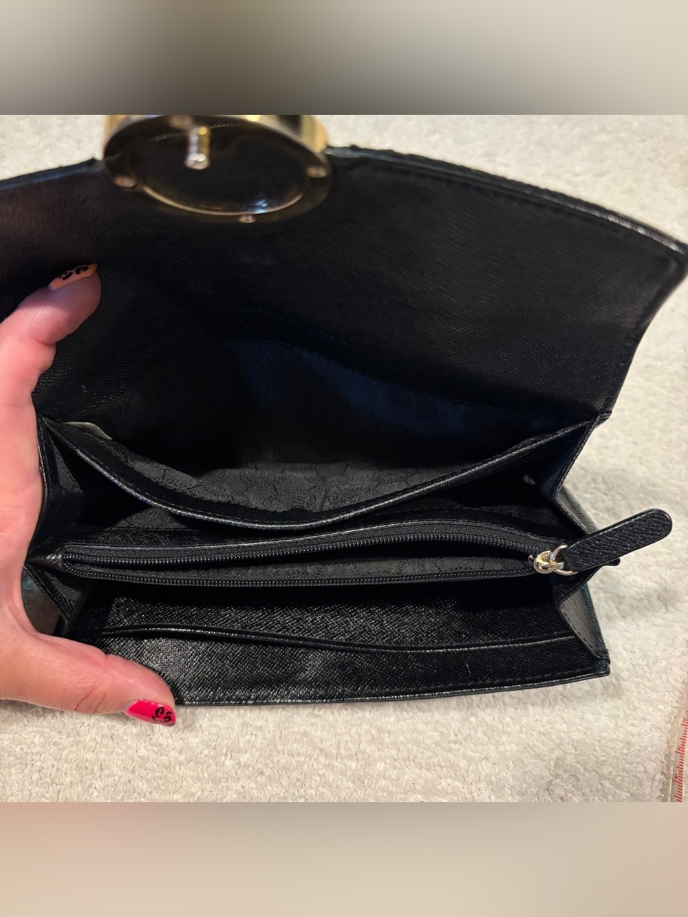 Michael Kors Black Snake-Embossed Continental Wallet with Gold MK Logo - Picture 4 of 8